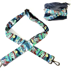 Cross Body Mountain Trees Sky Guitar Style Bag Strap -National Park Guitar Style Bag Strap Custom Color- Adjustable -Double Padded-Durable- (1.5" Width, Silver)