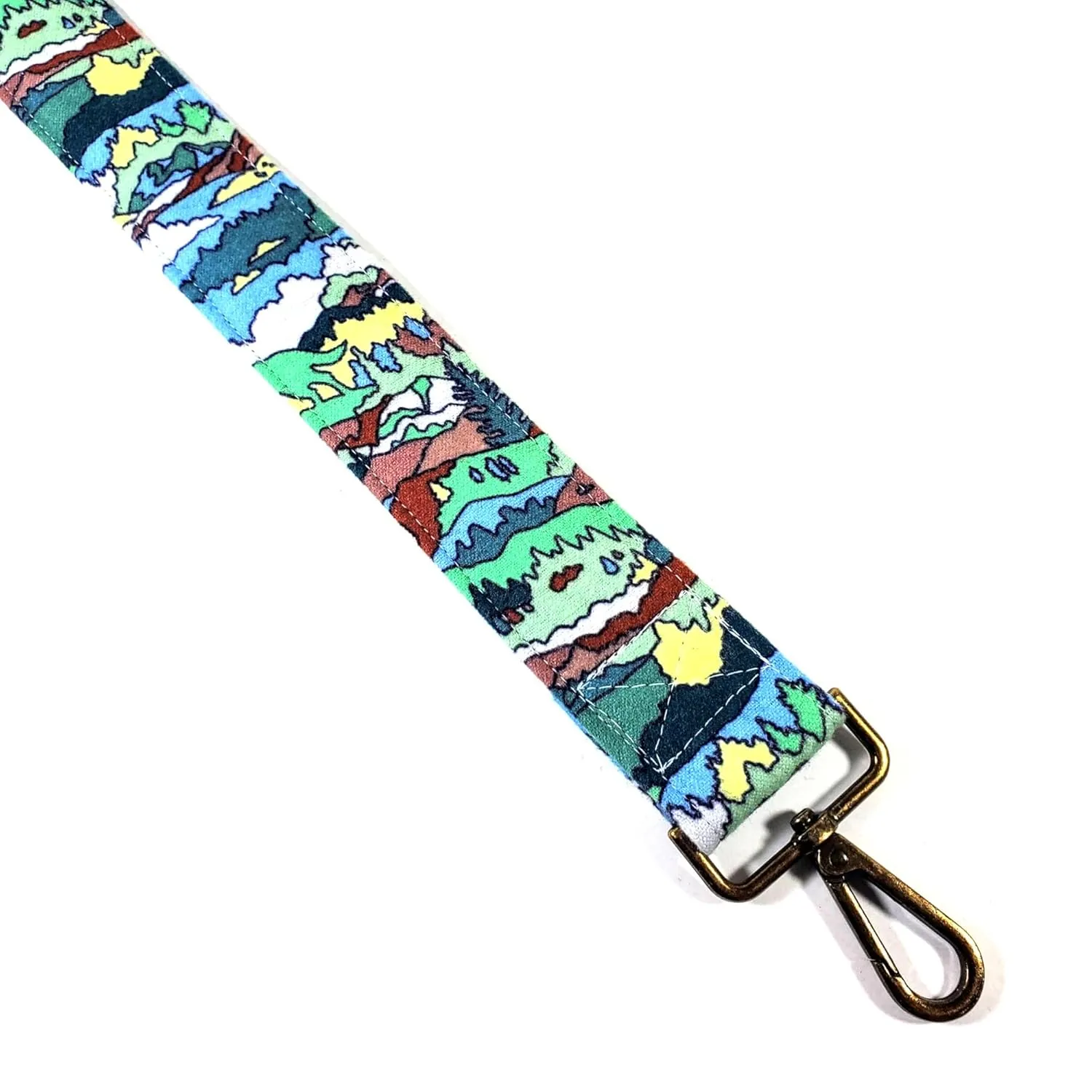 Cross Body Mountain Trees Sky Guitar Style Bag Strap -National Park Guitar Style Bag Strap Custom Color- Adjustable -Double Padded-Durable- (1.5" Width, Silver)
