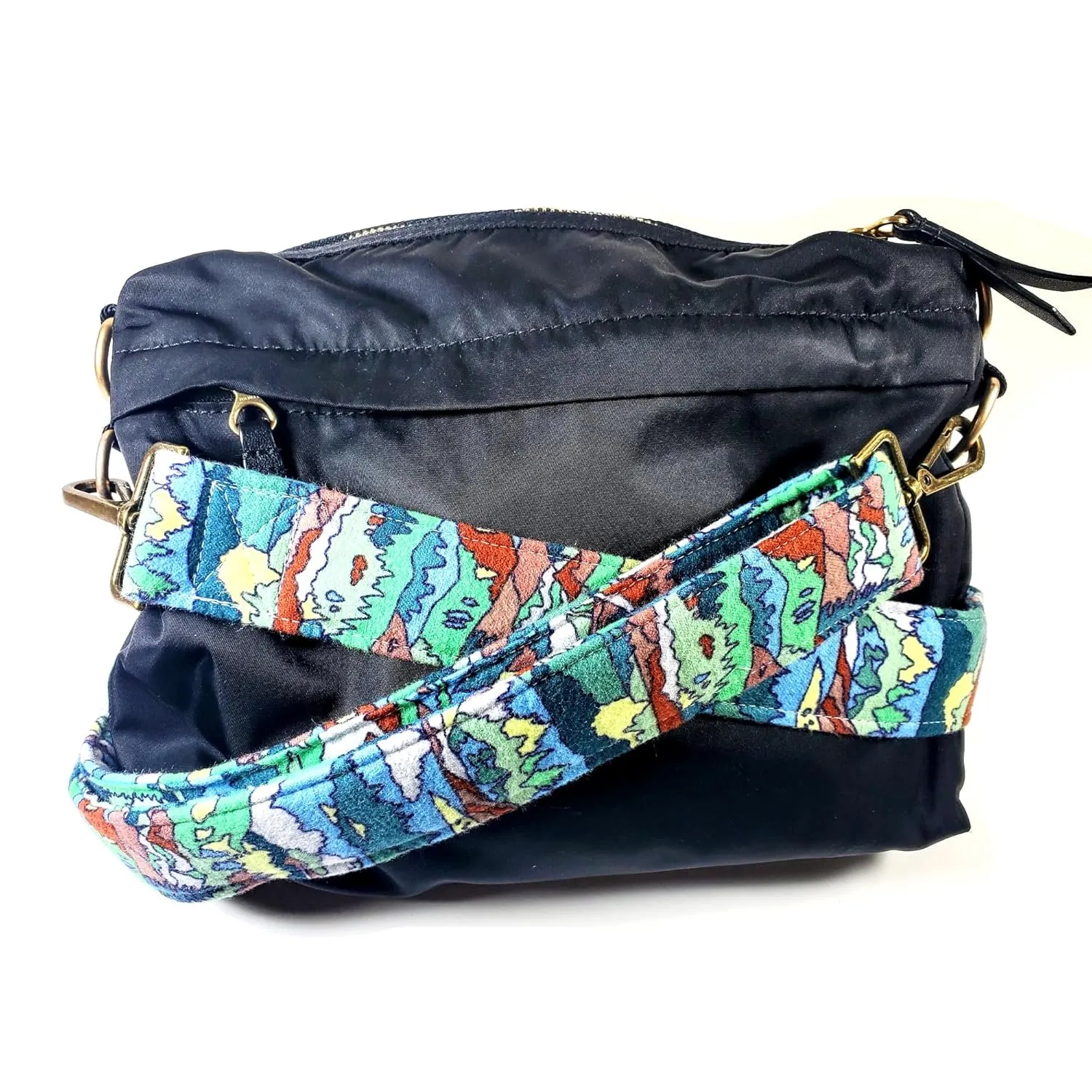 Cross Body Mountain Trees Sky Guitar Style Bag Strap -National Park Guitar Style Bag Strap Custom Color- Adjustable -Double Padded-Durable- (1.5" Width, Silver)