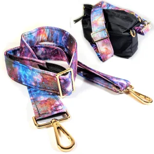 Cross Body Nebula Galaxy Guitar Style Bag Strap - Pink Space Guitar Style Bag Strap Custom Color- Adjustable -Double Padded-Durable- (1.5" Width, Bronze)