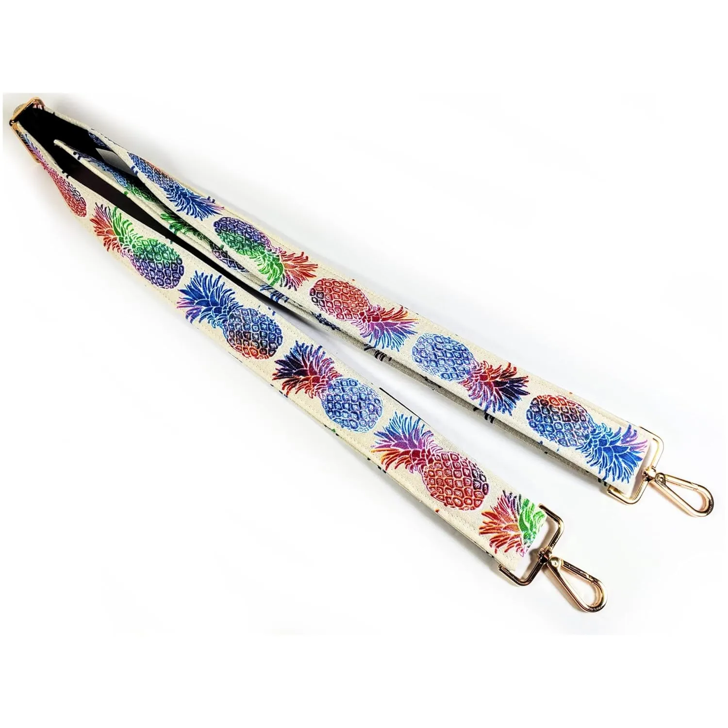 Cross Body Pineapple Guitar Style Bag Strap -Colorful Cross Body Style Bag Strap - Custom Hardware Color- Adjustable -Double Padded-Durable- (1.5" Width, Bronze)