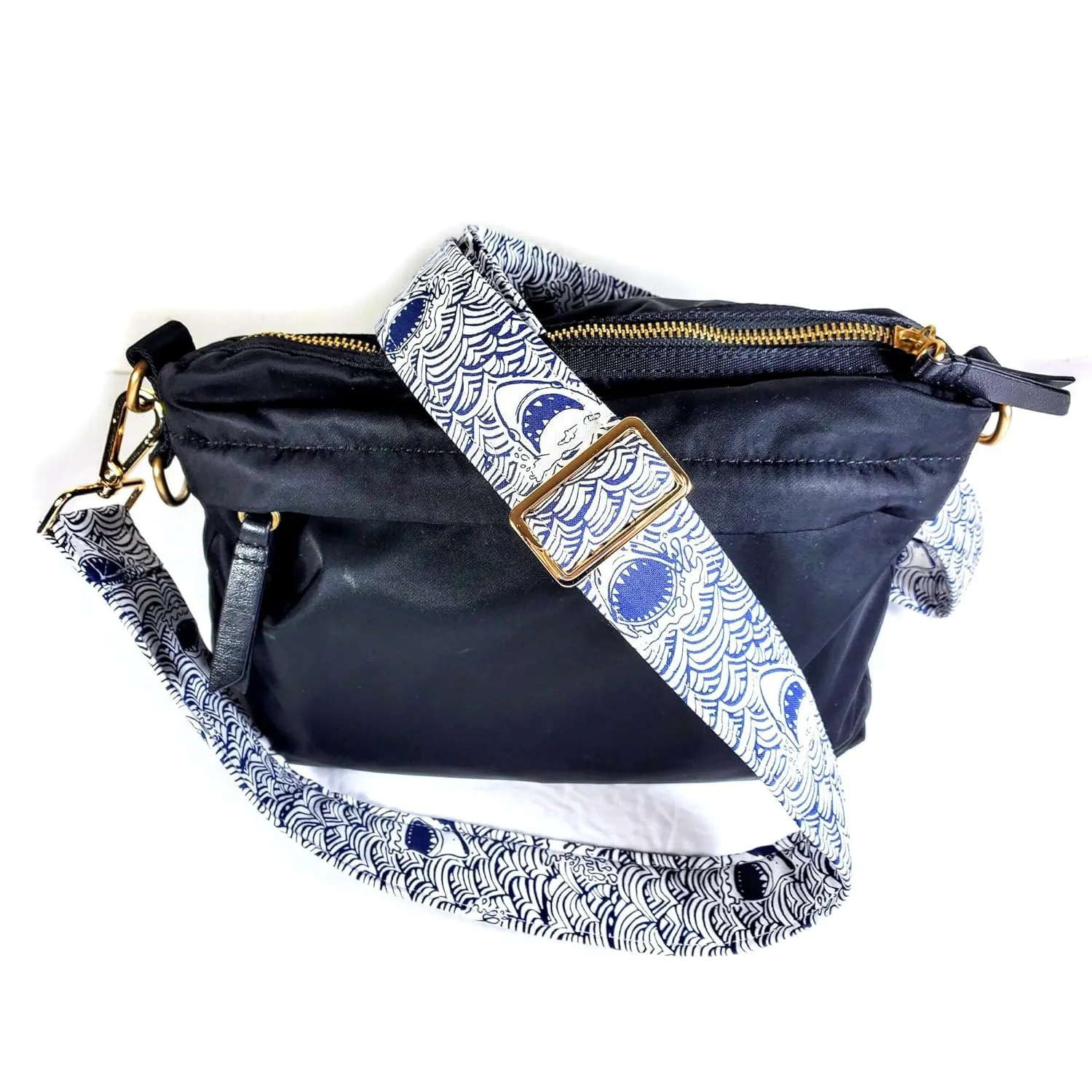 Cross Body Shark Guitar Style Bag Strap -Colorful Cross Body Style Bag Strap - Custom Hardware Color- Adjustable -Double Padded-Durable- (1.5" Width, Gold)