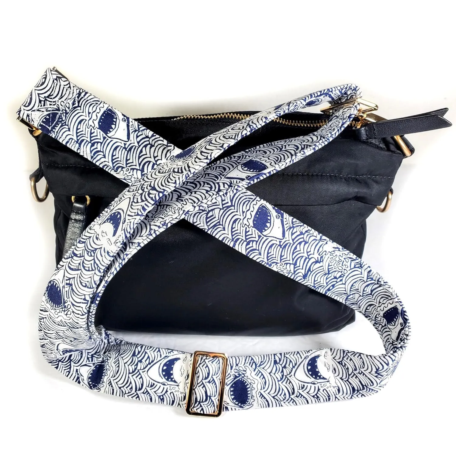 Cross Body Shark Guitar Style Bag Strap -Colorful Cross Body Style Bag Strap - Custom Hardware Color- Adjustable -Double Padded-Durable- (1.5" Width, Gold)