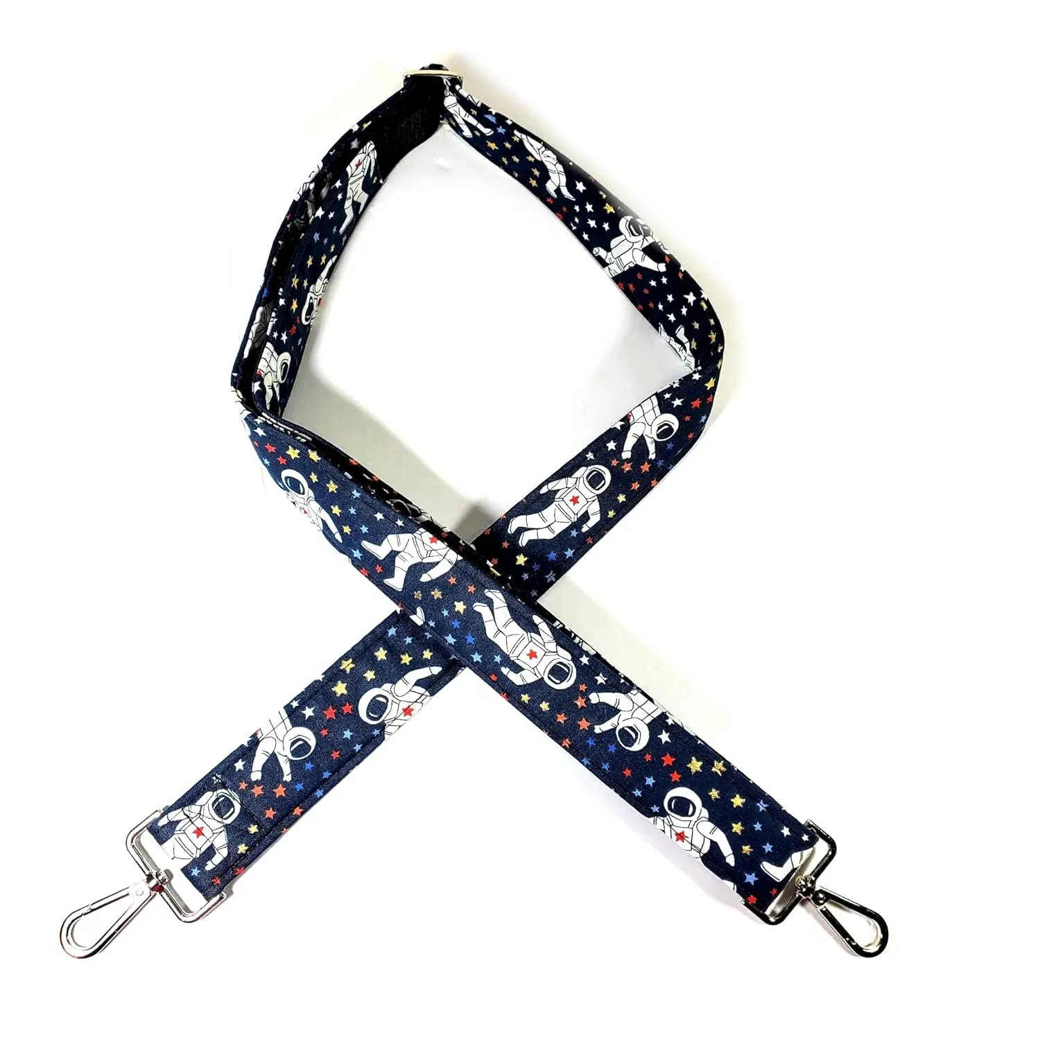 Cross Body Space Man Guitar Style Bag Strap - Astronaut Stars - Custom Hardware Color- Adjustable -Double Padded-Durable- (1.5" Width, Gold)