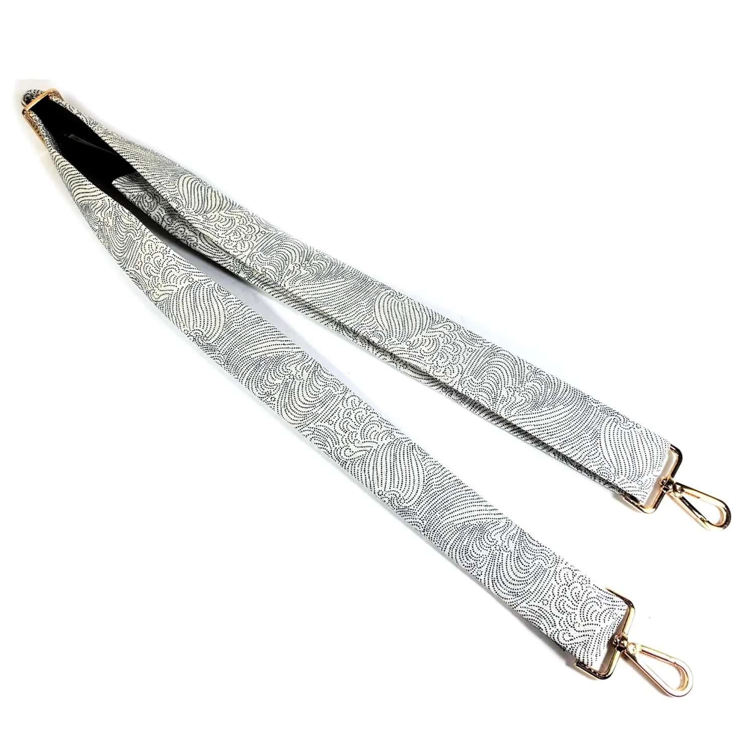 Cross Body Wave Guitar Style Bag Strap -Japanese Wave Guitar Style Bag Strap - Custom Hardware Color- Adjustable -Double Padded-Durable- (1.5" Width, Gun Metal(Black))