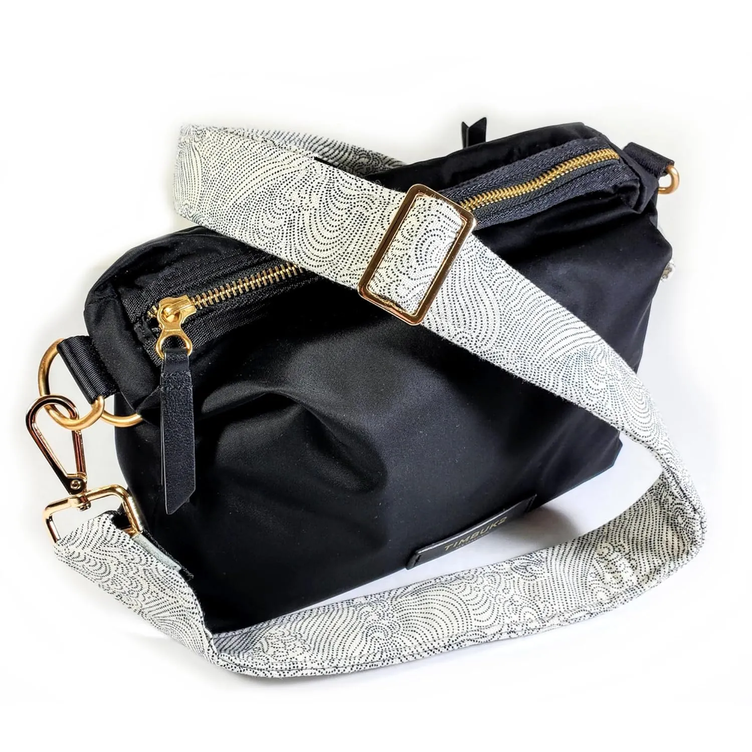 Cross Body Wave Guitar Style Bag Strap -Japanese Wave Guitar Style Bag Strap - Custom Hardware Color- Adjustable -Double Padded-Durable- (1.5" Width, Gun Metal(Black))