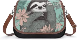 Crossbody Bags for Women Shoulder Bag Leather Handbag Animal Sloth Mint Green Messenger Bag Office Work Bags