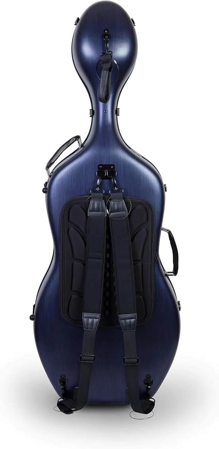 Crossrock Poly Carbon Cello Case for 4/4 Full-Size | Matte Blue Finish, Wheels, Lightweight & Durable – Best for School Orchestra & Student Musicians