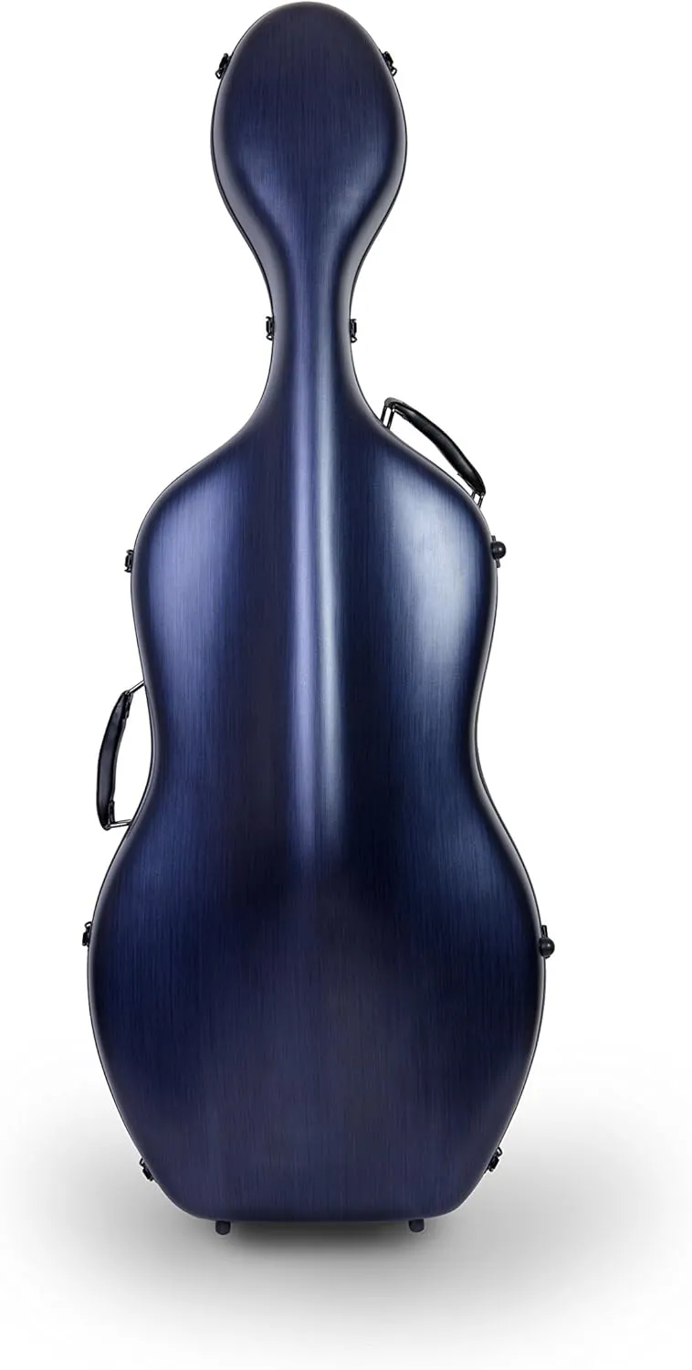Crossrock Poly Carbon Cello Case for 4/4 Full-Size | Matte Blue Finish, Wheels, Lightweight & Durable – Best for School Orchestra & Student Musicians