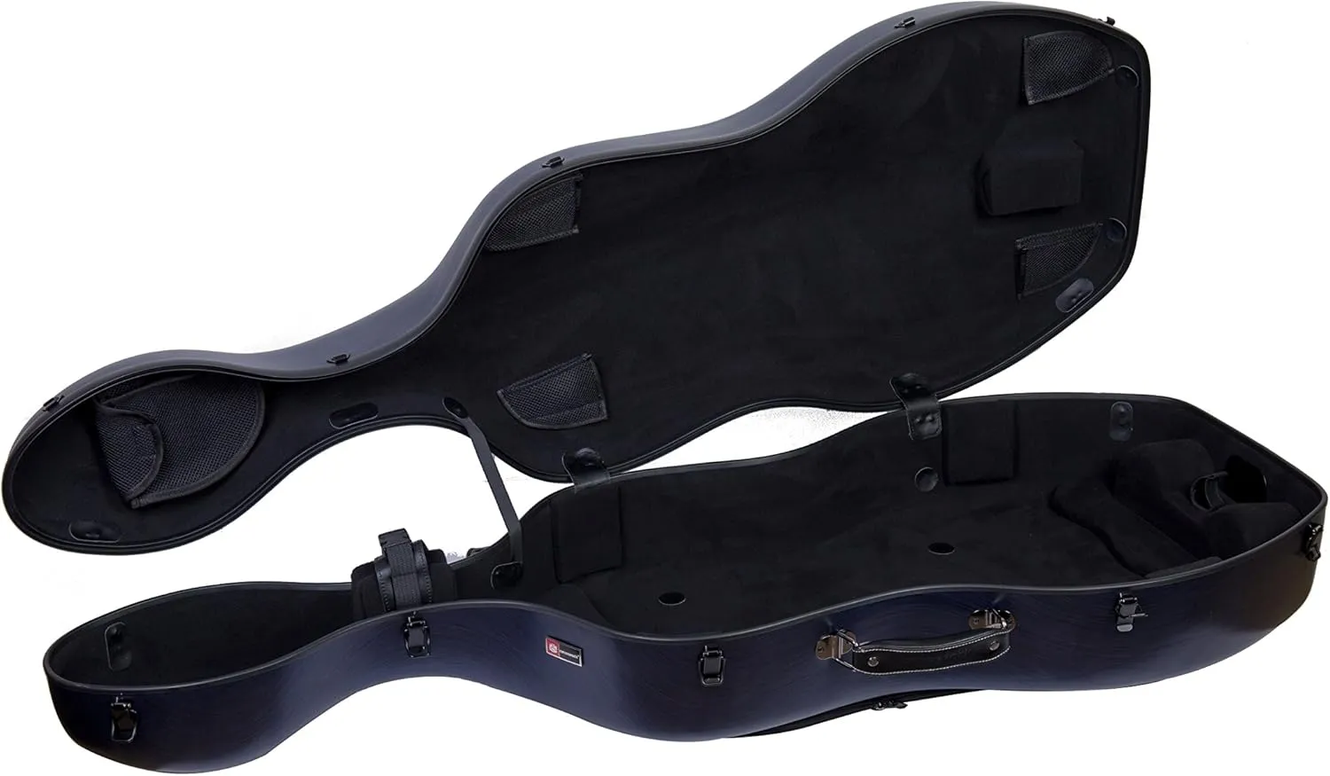 Crossrock Poly Carbon Cello Case for 4/4 Full-Size | Matte Blue Finish, Wheels, Lightweight & Durable – Best for School Orchestra & Student Musicians