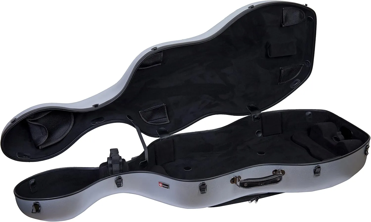 Crossrock Poly Carbon Cello Case for 4/4 Full-Size | Matte Silver Finish, Wheels, Lightweight & Durable – Best for School Orchestra & Student Musicians