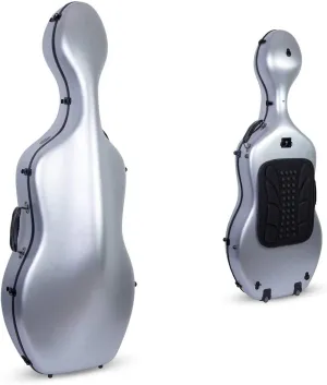 Crossrock Poly Carbon Cello Case for 4/4 Full-Size | Matte Silver Finish, Wheels, Lightweight & Durable – Best for School Orchestra & Student Musicians