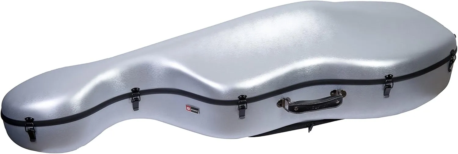 Crossrock Poly Carbon Cello Case for 4/4 Full-Size | Matte Silver Finish, Wheels, Lightweight & Durable – Best for School Orchestra & Student Musicians