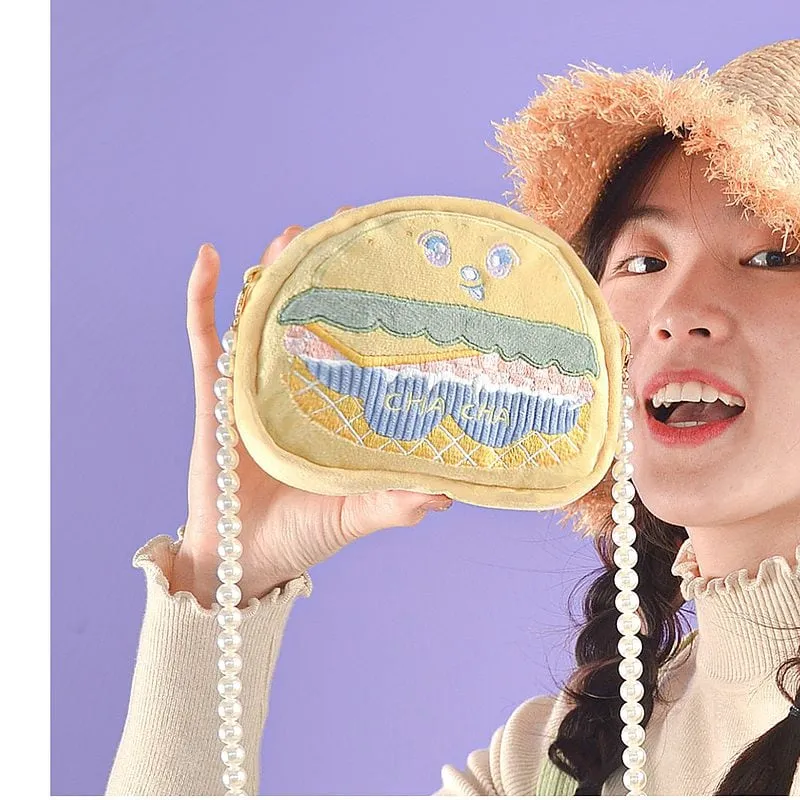 Cute Hamburger Crossbody Coin Purse
