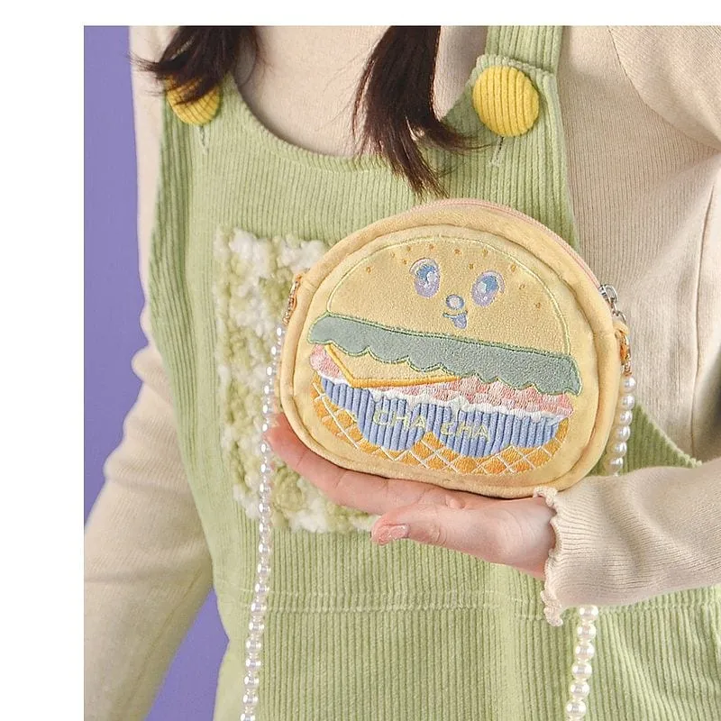 Cute Hamburger Crossbody Coin Purse
