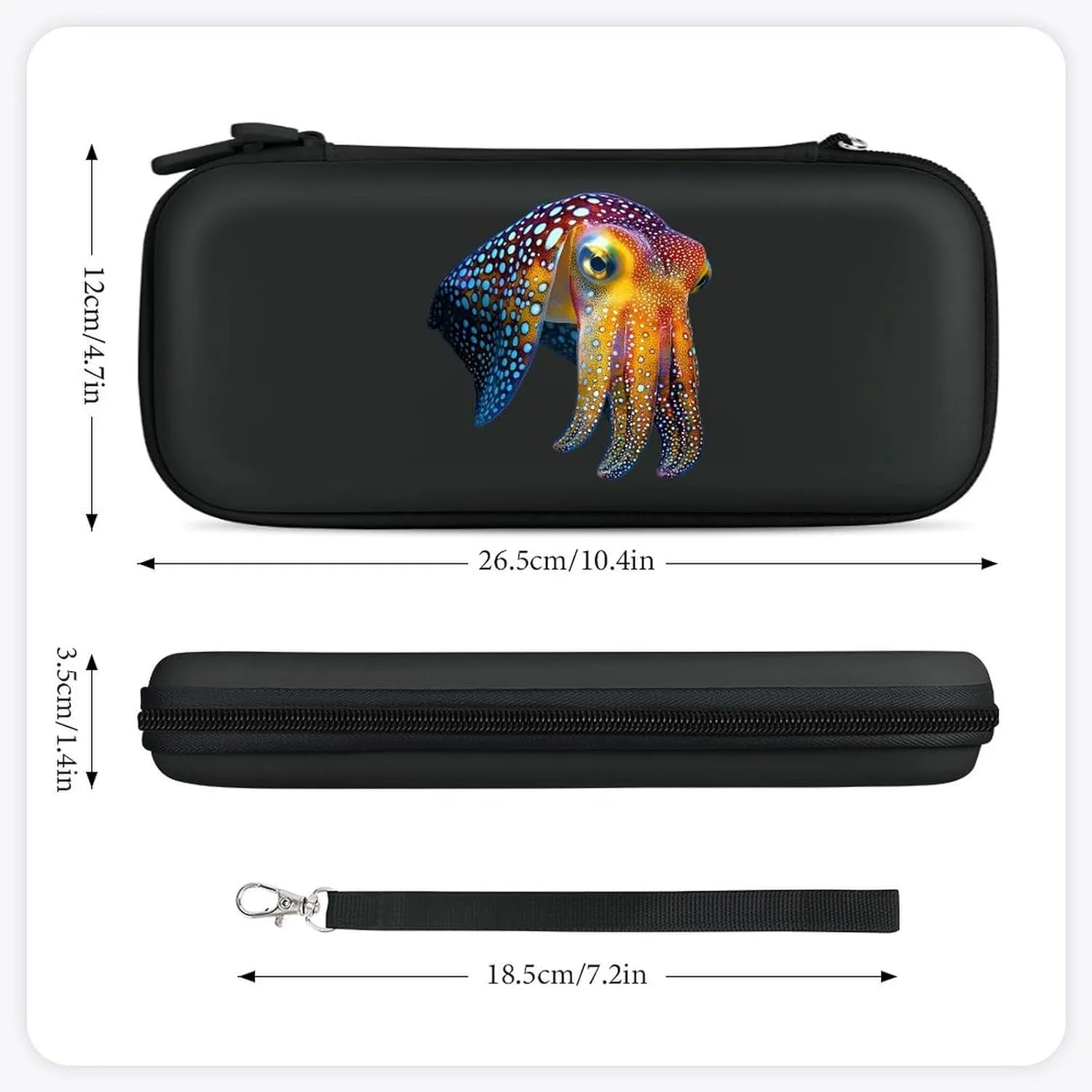 Cuttlefish Glowing Squid Compatible with Switch Carrying Case Hard Travel Game Bag Pouch with 15 Games Accessories