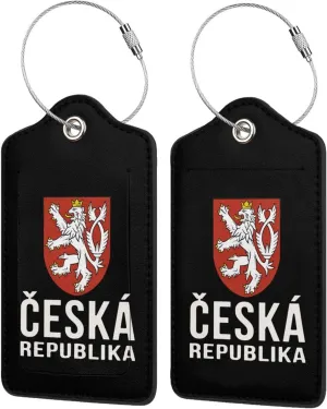 Czech-Republic-Flag-Souvenir-Love Luggage Tags for Travel, Stainless Steel & Leather, Personalized Engraved, Durable Bag Tags 4 PCS