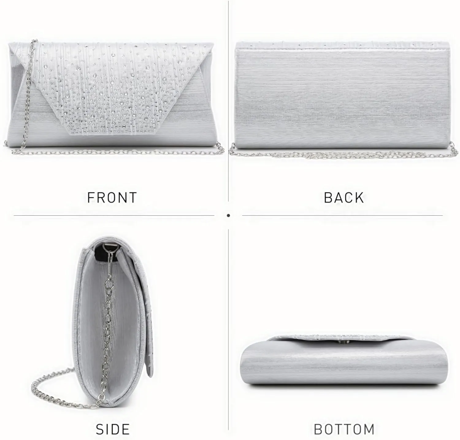 Dasein Women Evening Bags Wedding Purses Handbags Party Clutches Cocktail Prom Formal Clutch with Glitter Rhinestones