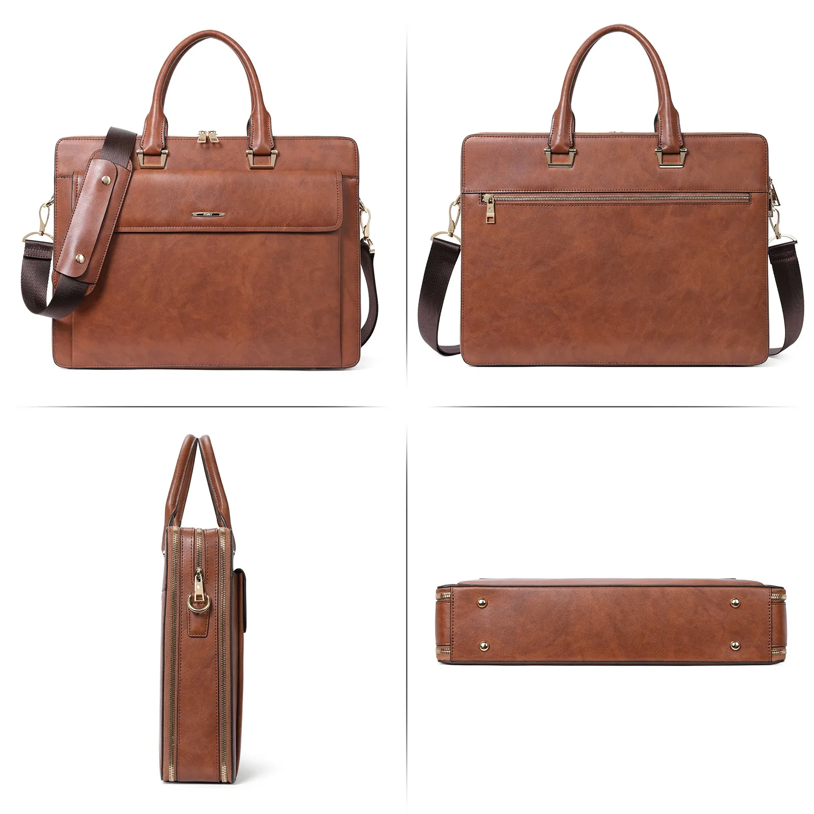Davison Womens Slim Leather Briefcase  Carry 15.6 Inch Laptop