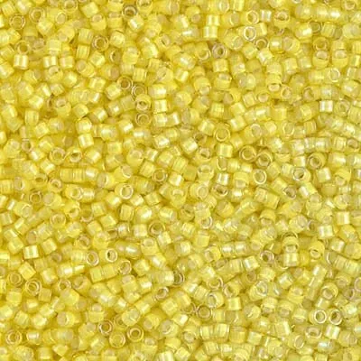 DB 1776, White Lined Yellow AB - Miyuki Delica Beads - Size 11 - 5 grams - Japanese Cylinder Seed Beads - Retail & Wholesale