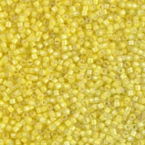DB 1776, White Lined Yellow AB - Miyuki Delica Beads - Size 11 - 5 grams - Japanese Cylinder Seed Beads - Retail & Wholesale
