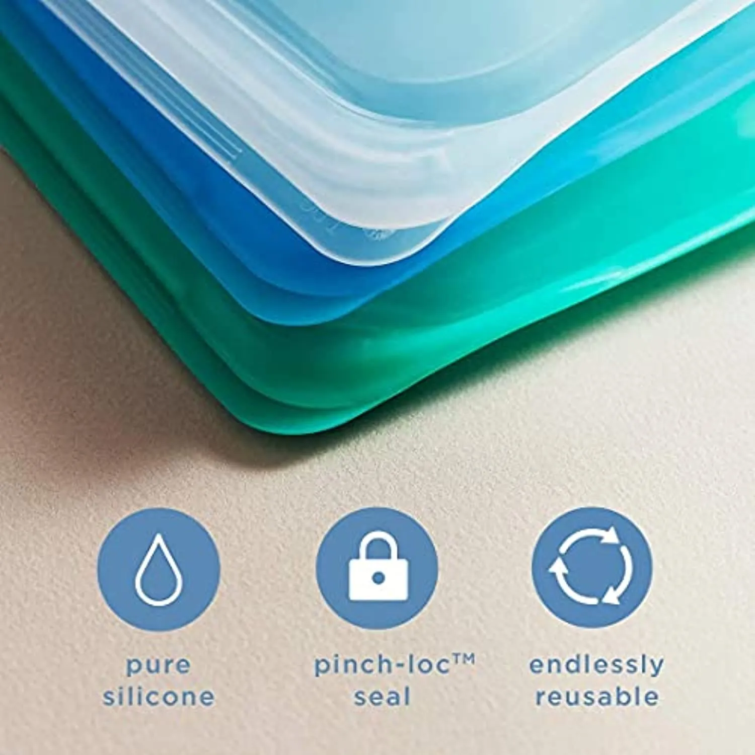 DE  Platinum Silicone Food Grade Reusable Storage Bag, Mojave (Bundle 4-Pack Large) | Reduce Single-Use Plastic | Cook, Store, Sous Vide, or Freeze | Leakproof, Dishwasher-Safe, Eco-friendly