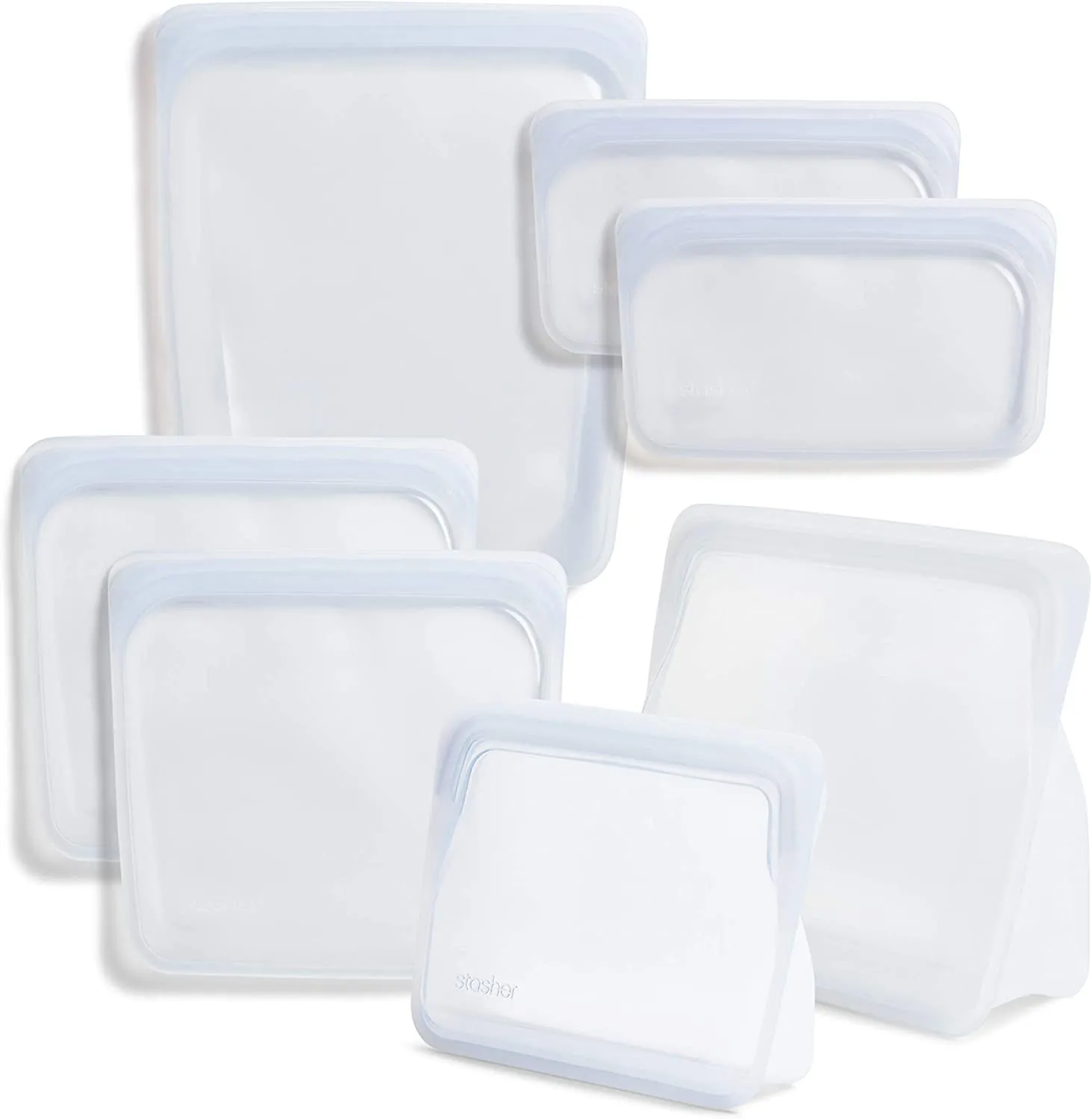 DE  Platinum Silicone Food Grade Reusable Storage Bag, Mojave (Bundle 4-Pack Large) | Reduce Single-Use Plastic | Cook, Store, Sous Vide, or Freeze | Leakproof, Dishwasher-Safe, Eco-friendly