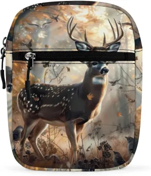Deer Hunting Deer in The Forests Small Crossbody Bags Mini Shoulder Bag Travel Messenger Bag for Men Women