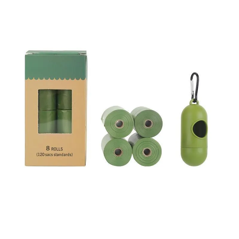 Degradable Pet Waste Bags Green 4 Rolls 1 Dispenser