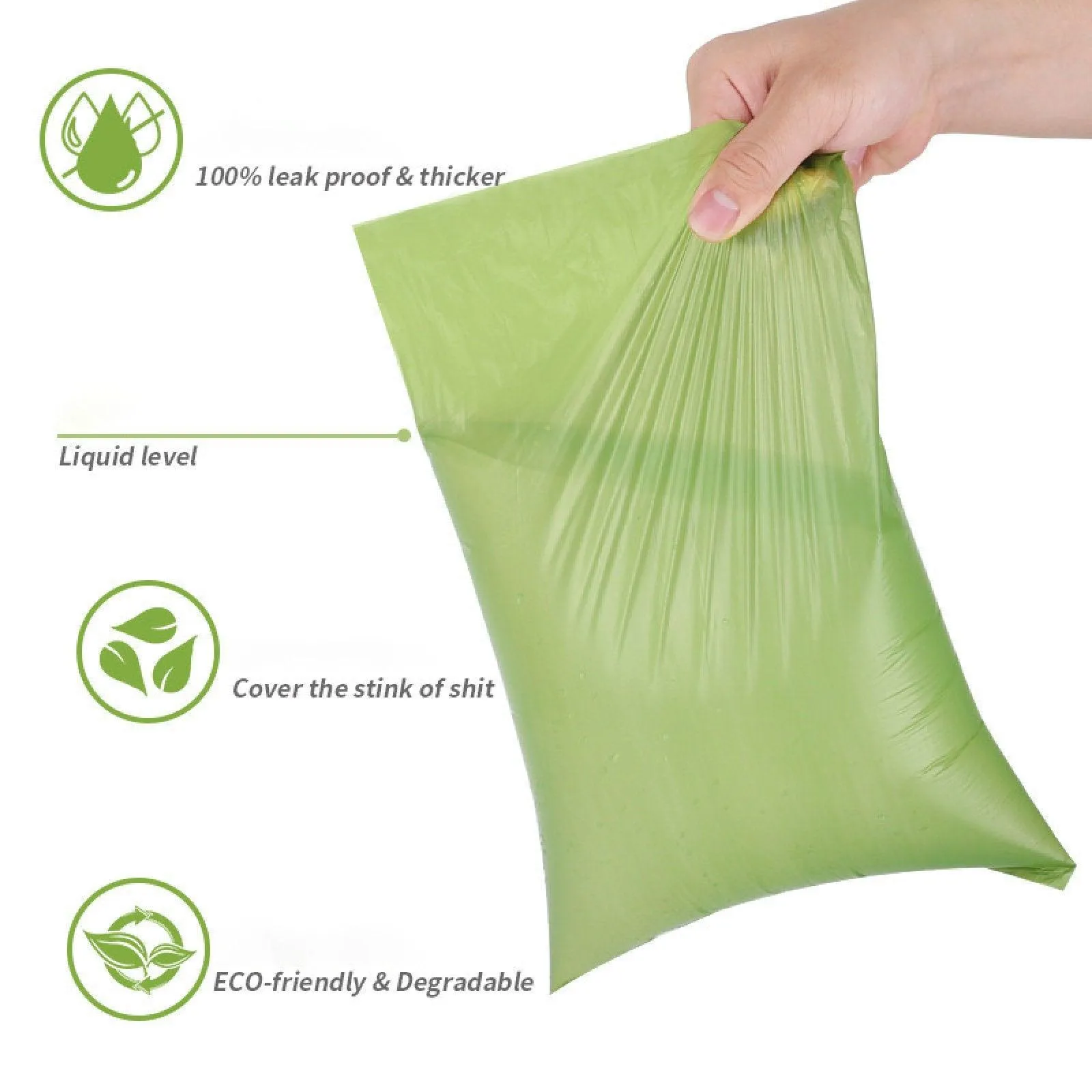 Degradable Pet Waste Bags Green 4 Rolls 1 Dispenser