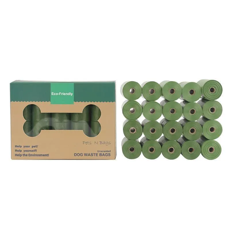 Degradable Pet Waste Bags Green 4 Rolls 1 Dispenser