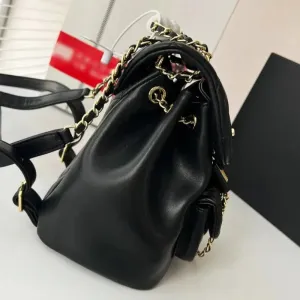 Designer luxury Leather Luxury Mini Backpack Top Quality Book bag Gold Buckle Chain Adjustable Shoulder Strap Grain Backpack Womens Black Bag