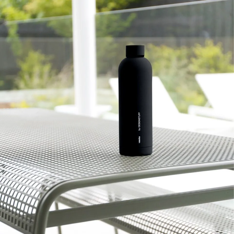 DESIGNSTUFF Hydration Duo, Bottle Brush & Water Bottle Gift Set, Black