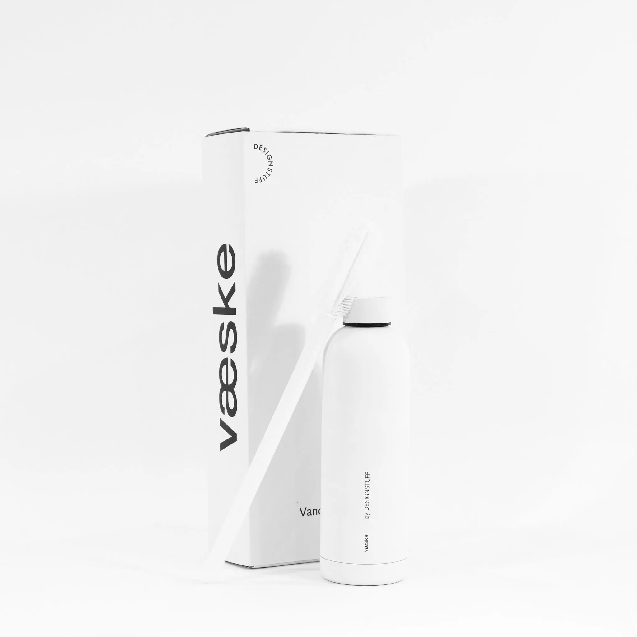 DESIGNSTUFF Hydration Duo, Bottle Brush & Water Bottle Gift Set, White