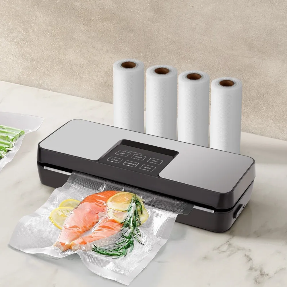 Devanti Food Vacuum Sealer Machine Auto Seal Cutter 5 Modes Storage Bags 4 Rolls