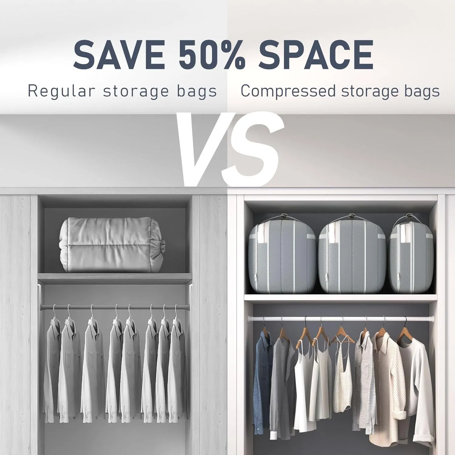 DIMJ Compression Moving Bags - Extra Large Heavy Duty Comforter Storage Bag with Window, Packing Totes With Strong Handles & Zipper, Space Saving Box Containers For Blanket, Clothes, Bedding, 2 Pack
