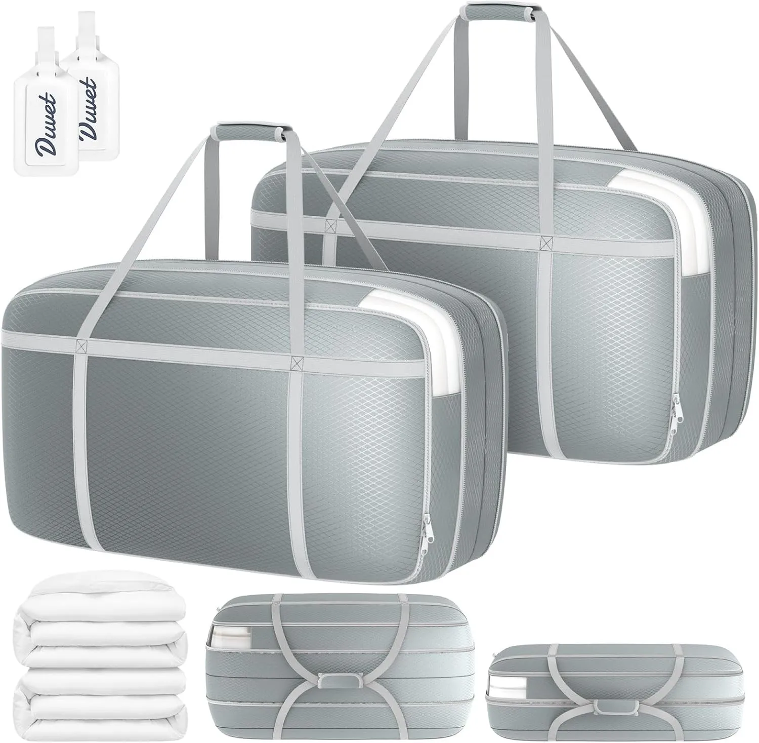 DIMJ Compression Moving Bags - Extra Large Heavy Duty Comforter Storage Bag with Window, Packing Totes With Strong Handles & Zipper, Space Saving Box Containers For Blanket, Clothes, Bedding, 2 Pack