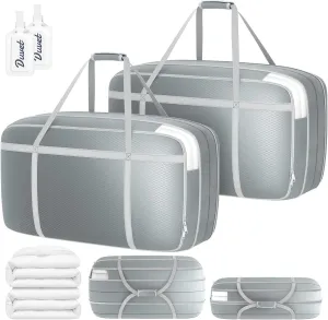 DIMJ Compression Moving Bags - Extra Large Heavy Duty Comforter Storage Bag with Window, Packing Totes With Strong Handles & Zipper, Space Saving Box Containers For Blanket, Clothes, Bedding, 2 Pack