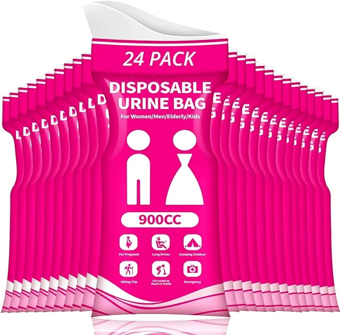 Disposable Urine Bag for Travel - 900ML Portable Pee Bags for Women Men 12 PCS/24PCS Emergency Vomit Bags Unisex Urinal Toilet Bag for Car Camping, Road Trip,Traffic Jams, Pregnant, Kids, Patient