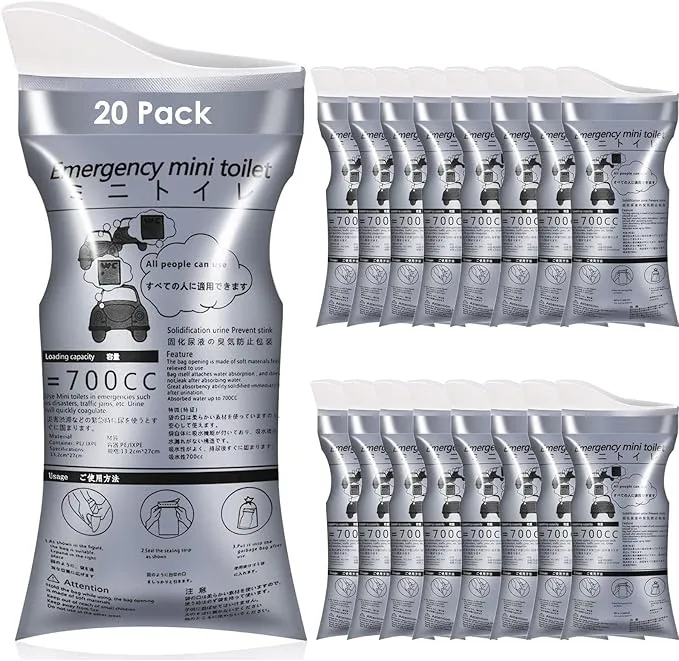 Disposable Urine Bags, 12/20 Pack Pee Bags for Travel for Women Men, Emergency Toilet Pee Bags, Portable Urinal Bag Vomit Bag for Traffic Jams, Camping, Hiking, Pregnant, Patient, Kids