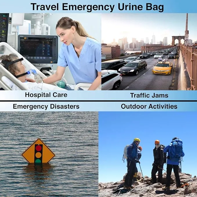 Disposable Urine Bags for Men,Women and Children-Leakproof Travel Emergency Pee,Vomit Bag 4-Pack - Portable for Traffic Jam, Car, Camping