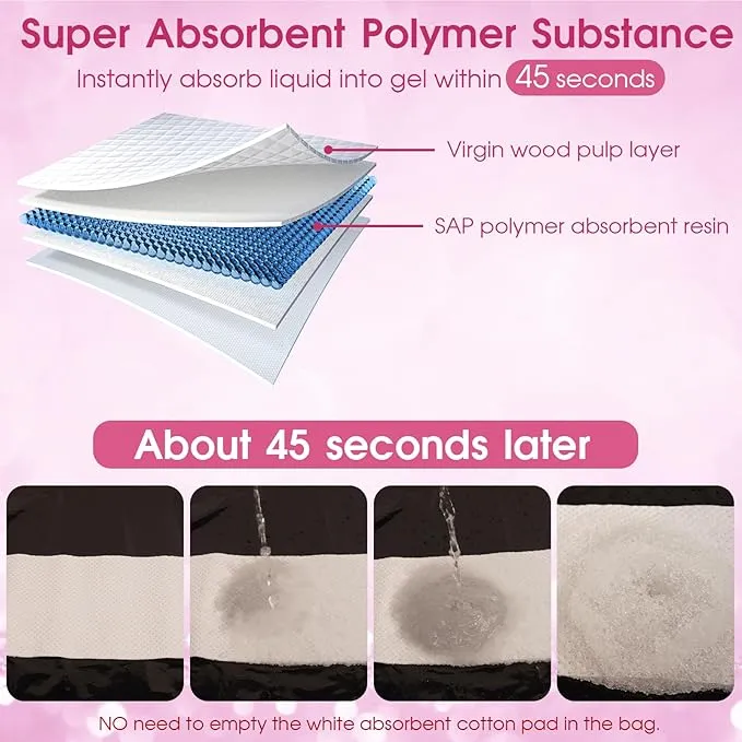 Disposable Urine Bags with Absorbent Pad in Portable Urinal Pee Bags Resealable Unisex for Traffic Jam Travelling On-The-go