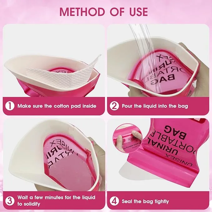 Disposable Urine Bags with Absorbent Pad in Portable Urinal Pee Bags Resealable Unisex for Traffic Jam Travelling On-The-go
