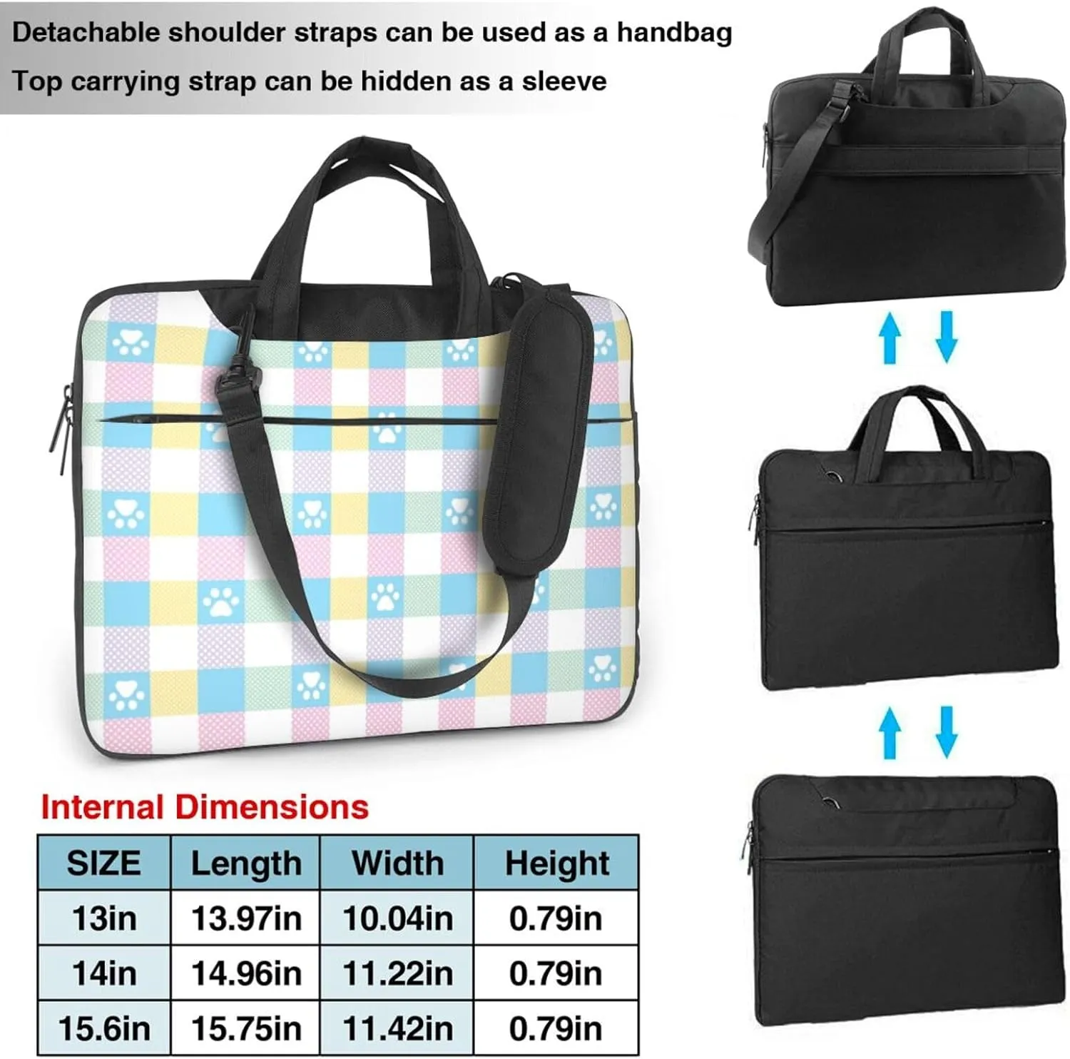 Dog Paw Seamless Pattern Laptop Bag Classic Slim Briefcase Messenger Bag, Spacious, Ergonomic