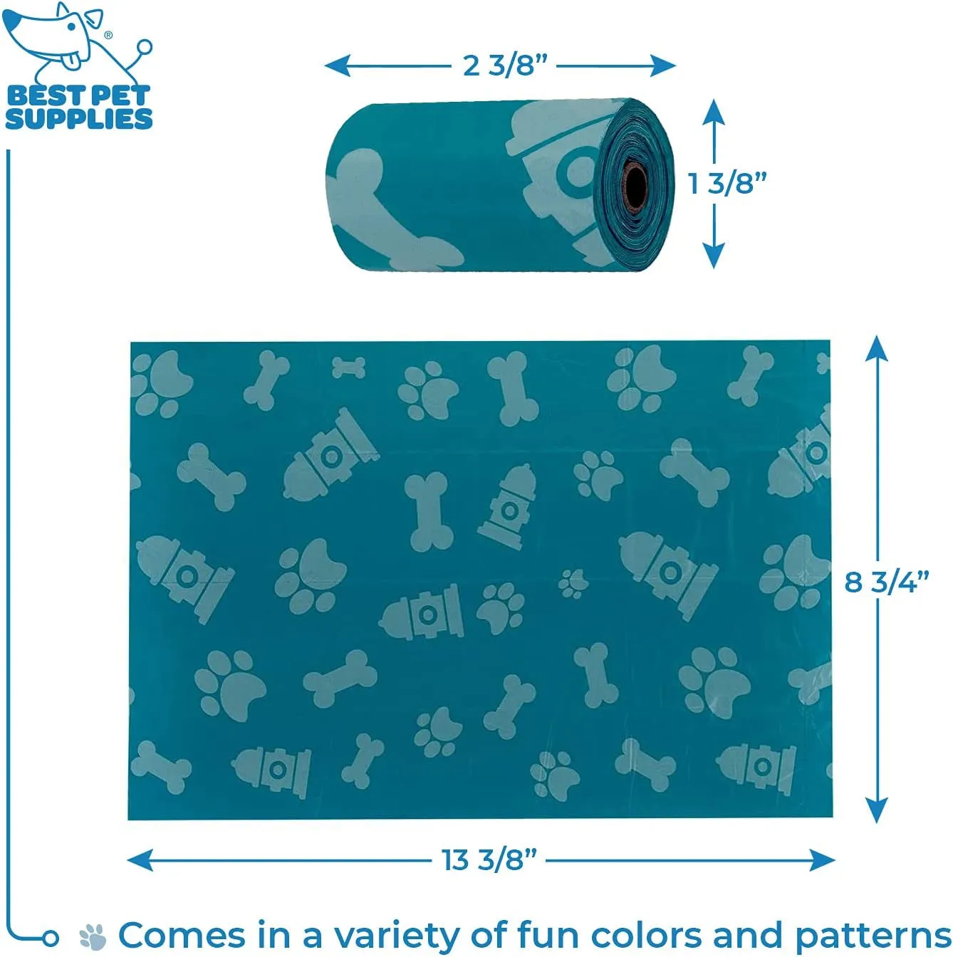 Dog/cat Poop Bags (360 Bags) for Waste Refuse Cleanup, Doggy Roll Replacements for Outdoor Puppy Walking and Travel, Leak Proof and Tear Resistant, Thick Plastic - Turquoise