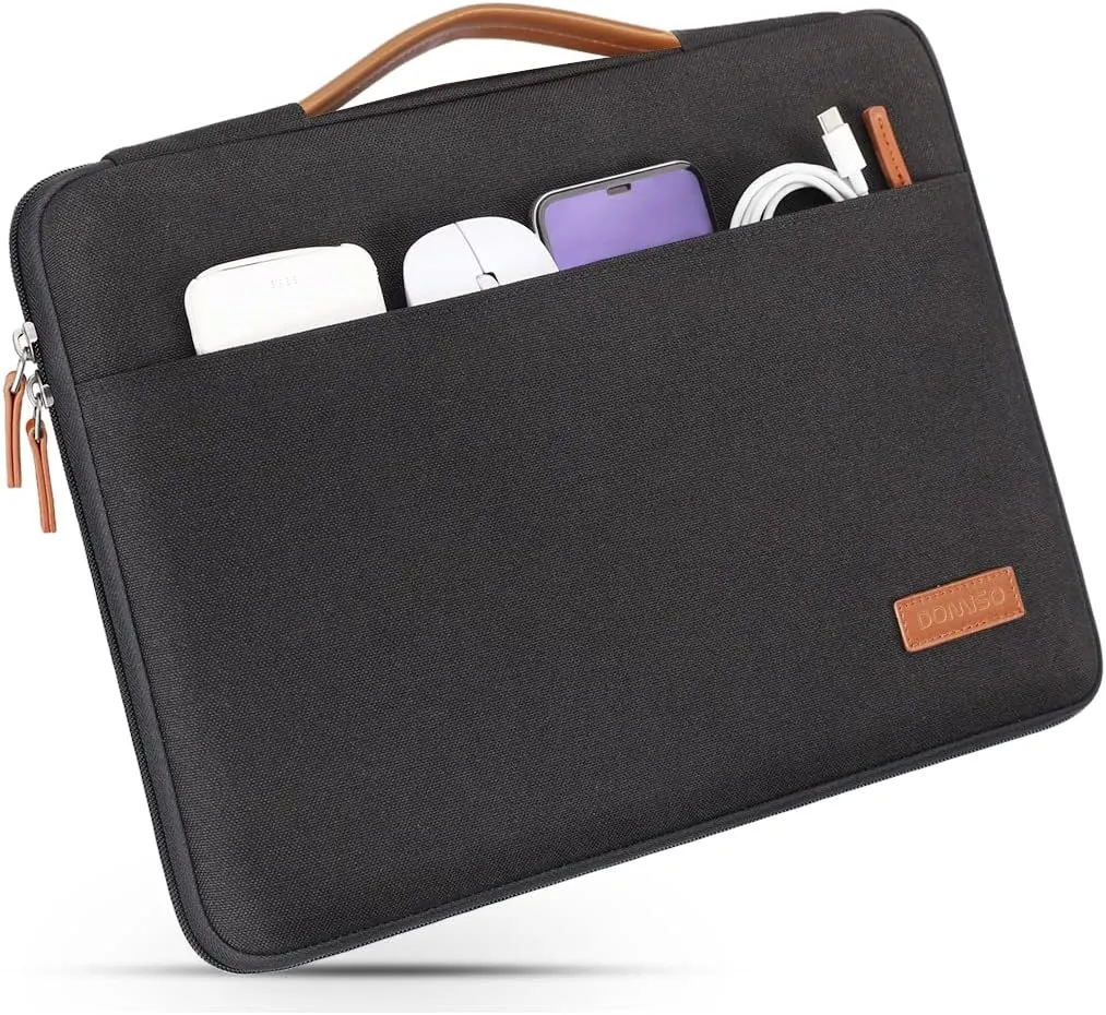 DOMISO 16 inch Laptop Sleeve Canvas Notebook Portable Carrying Bag Case Handbag for 16" Dell/HP Pavilion Envy/ThinkPad IdeaPad/ASUS Vivobook,Black