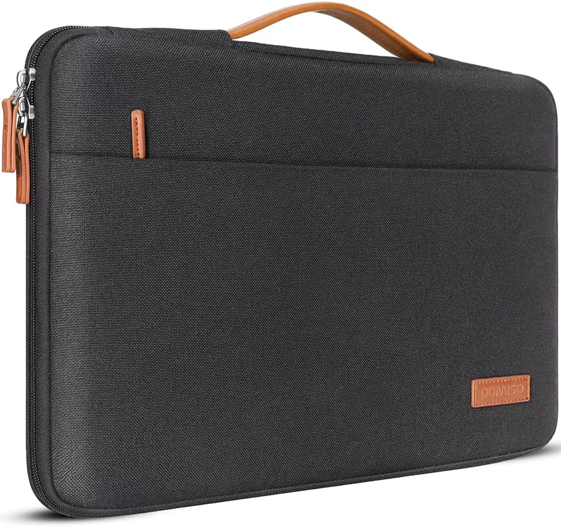 DOMISO 16 inch Laptop Sleeve Canvas Notebook Portable Carrying Bag Case Handbag for 16" Dell/HP Pavilion Envy/ThinkPad IdeaPad/ASUS Vivobook,Black