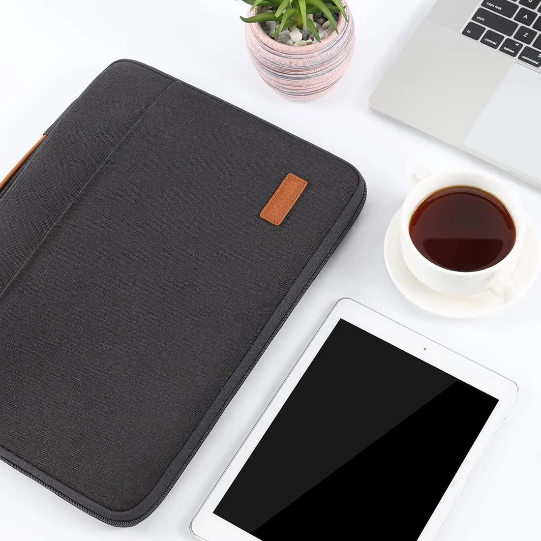 DOMISO 16 inch Laptop Sleeve Canvas Notebook Portable Carrying Bag Case Handbag for 16" Dell/HP Pavilion Envy/ThinkPad IdeaPad/ASUS Vivobook,Black