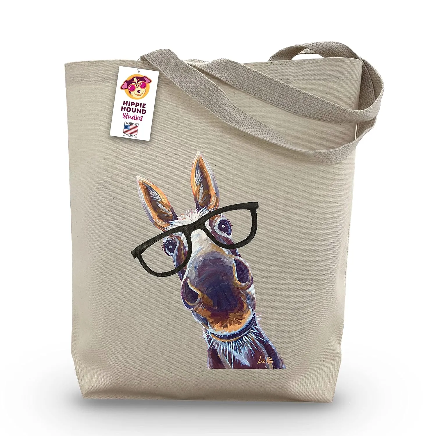 Donkey Tote Bag - Donkey Lover Gift - Donkey with Glasses Totes - Handmade Totes - Donkey Canvas Totes - Cute Donkey Reusable Shopping Bag - Donkey Gifts for Women - Grocery Bag - Handbag - Beach Bag