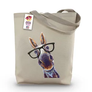 Donkey Tote Bag - Donkey Lover Gift - Donkey with Glasses Totes - Handmade Totes - Donkey Canvas Totes - Cute Donkey Reusable Shopping Bag - Donkey Gifts for Women - Grocery Bag - Handbag - Beach Bag